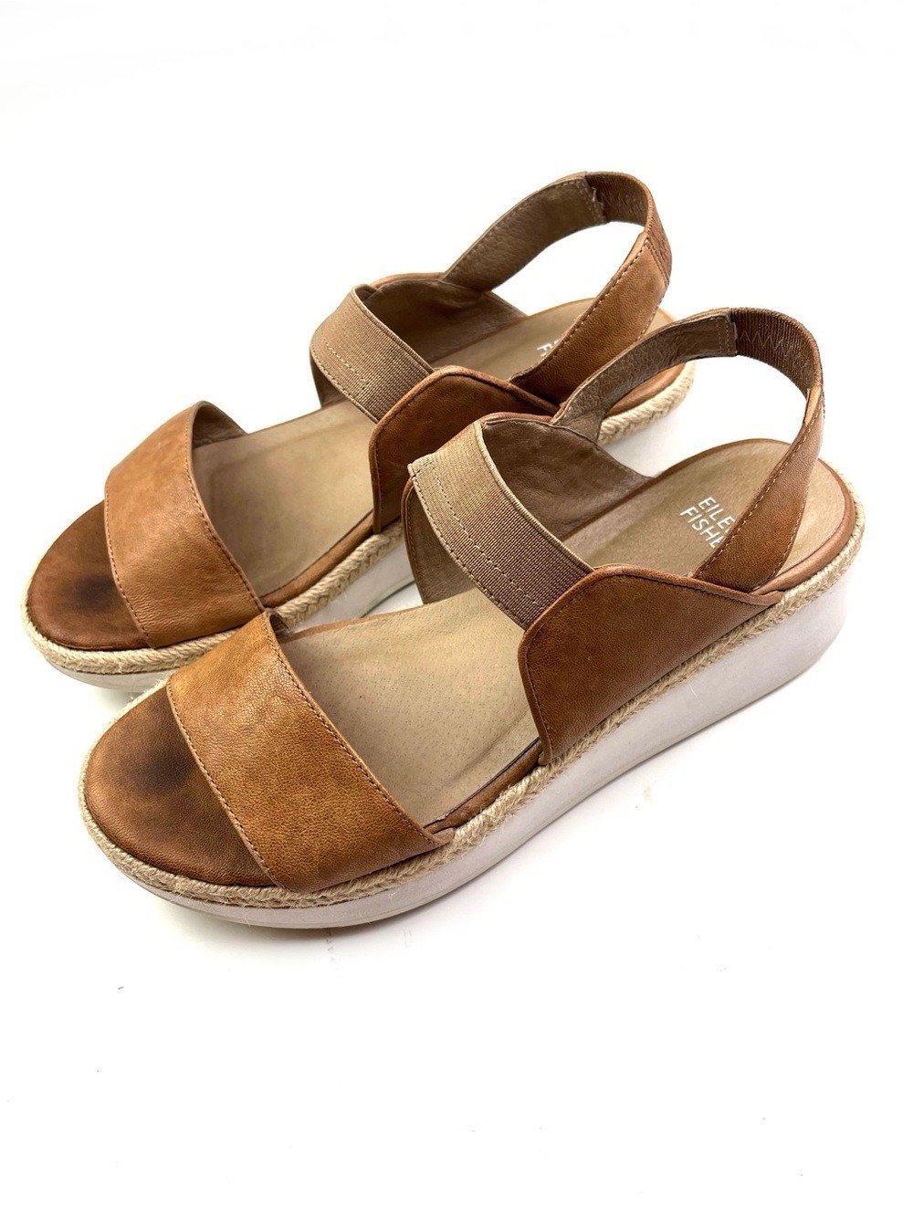 Eileen Fisher Brown Leather Platform Sandals Size 9.5